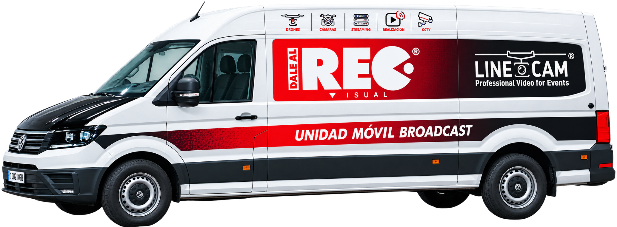 Unidad móvil de realización audiovisual DroneCádiz - furgoneta rotulada Line Cam